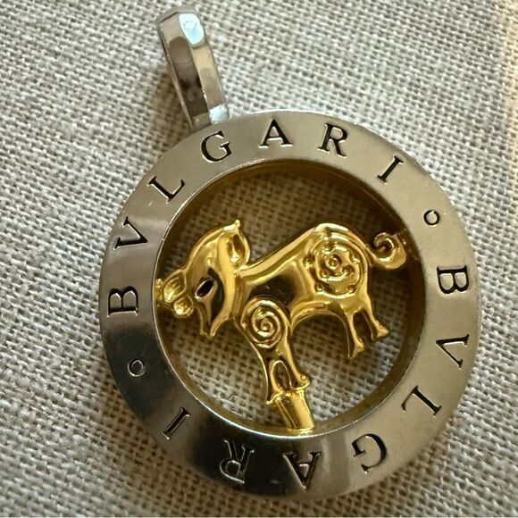 GOLDEN BULL ZODIAC PENDANT – MONOGRAM STYLE SILVER & GOLD TONE ✨ - Picture 13 of 17